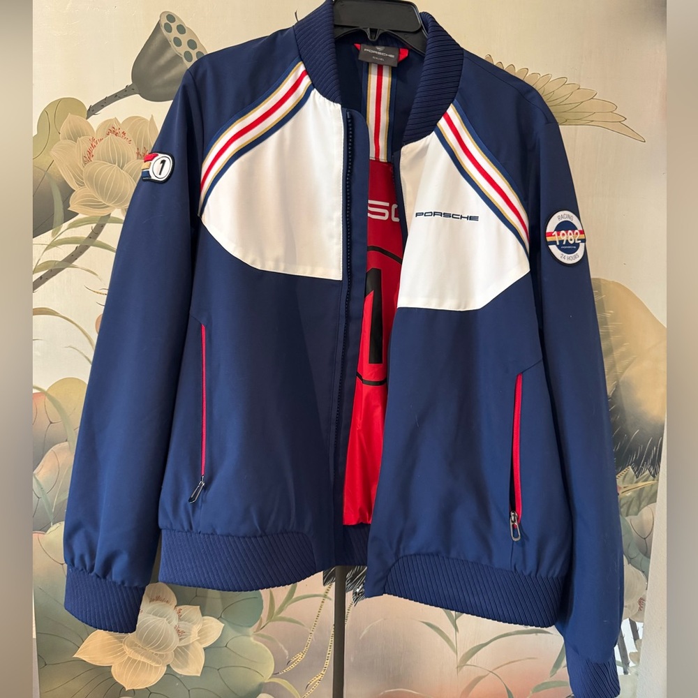Porsche Design Blue and White Bomber Racing Jacket